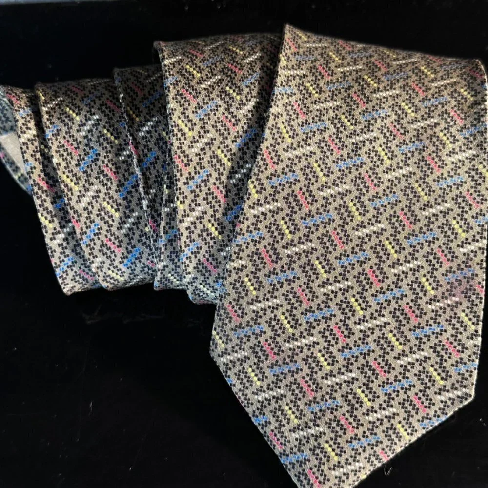 Missoni Chevron Mens Tie Silk Neckwear Brown Zig Zag Red Blue Polka Dots